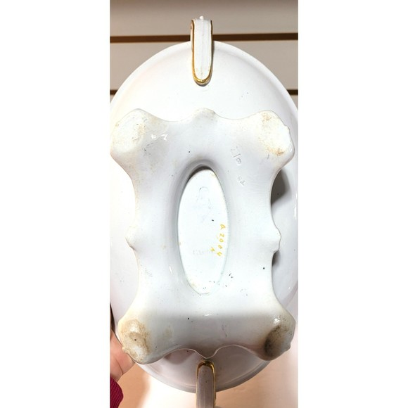 Antique Porcelain candy dish footed pedestal bowl with lid 12 inch - Picture 9 of 12